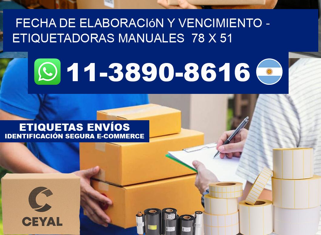 fecha de elaboración y vencimiento - Etiquetadoras Manuales 78 x 51