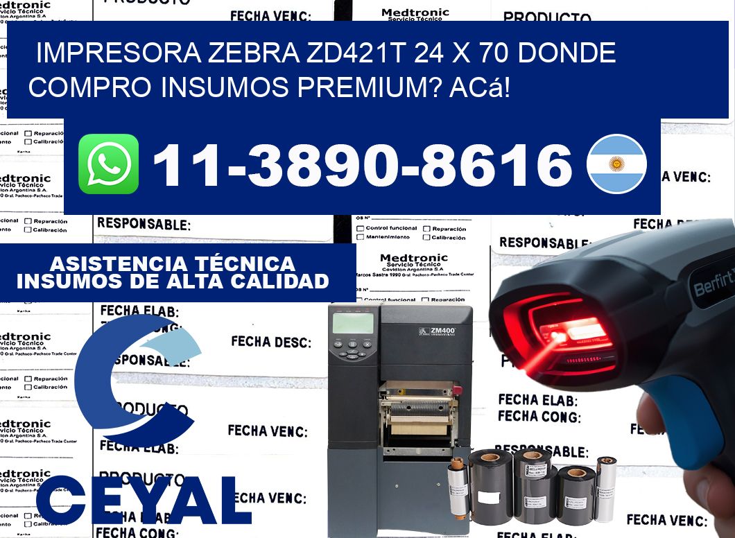 impresora zebra zd421t 24 x 70 Donde compro insumos premium? Acá!