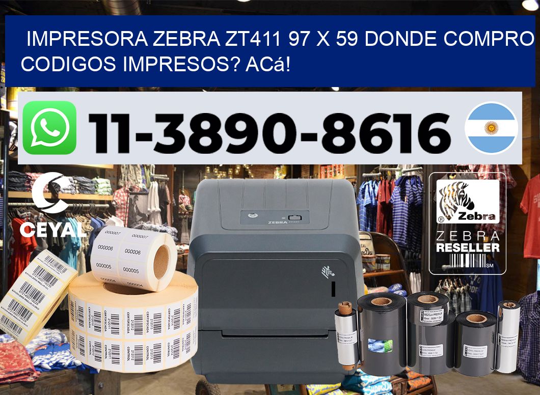 impresora zebra zt411 97 x 59 Donde compro codigos impresos? Acá!