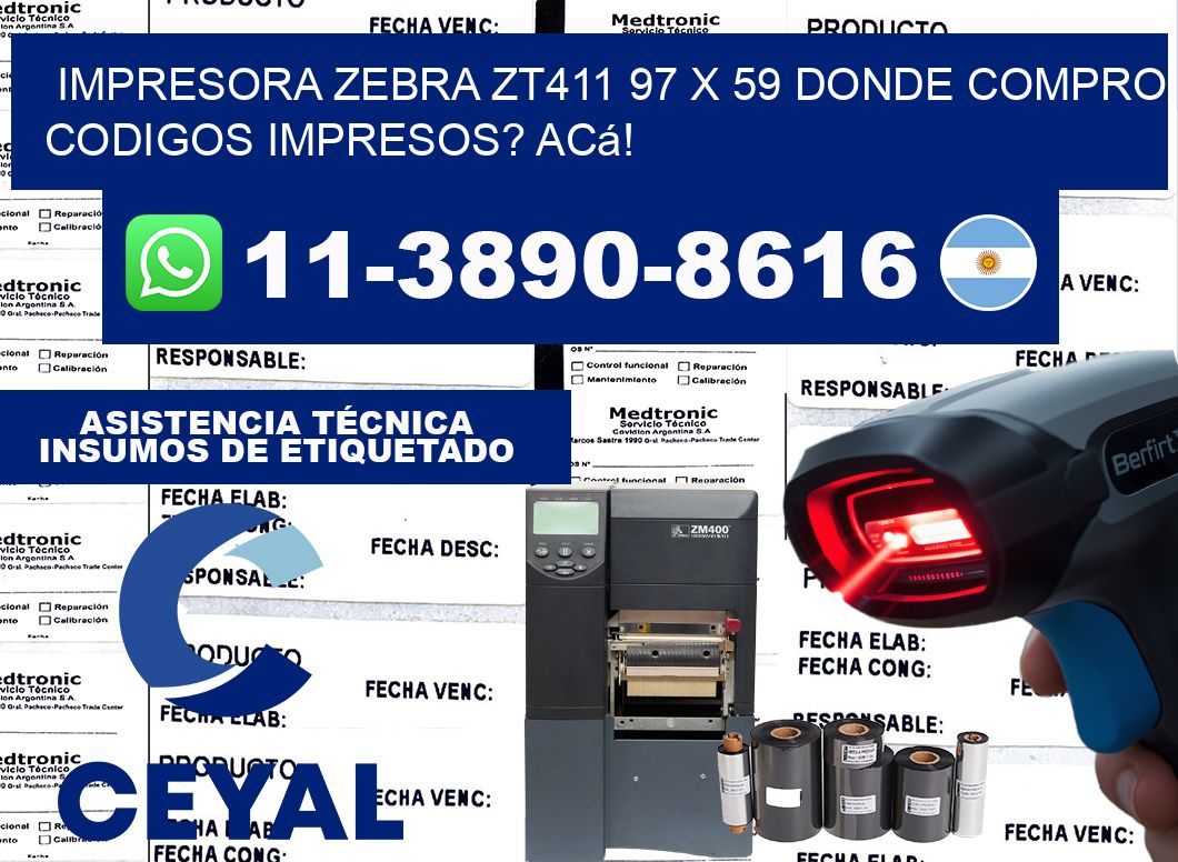 impresora zebra zt411 97 x 59 Donde compro codigos impresos? Acá!