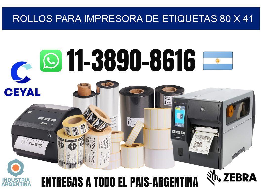 rollos para impresora de etiquetas 80 x 41
