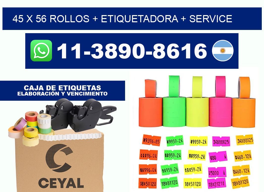 45 x 56 rollos + etiquetadora + service