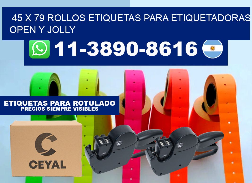 45 x 79 Rollos etiquetas para etiquetadoras open y jolly