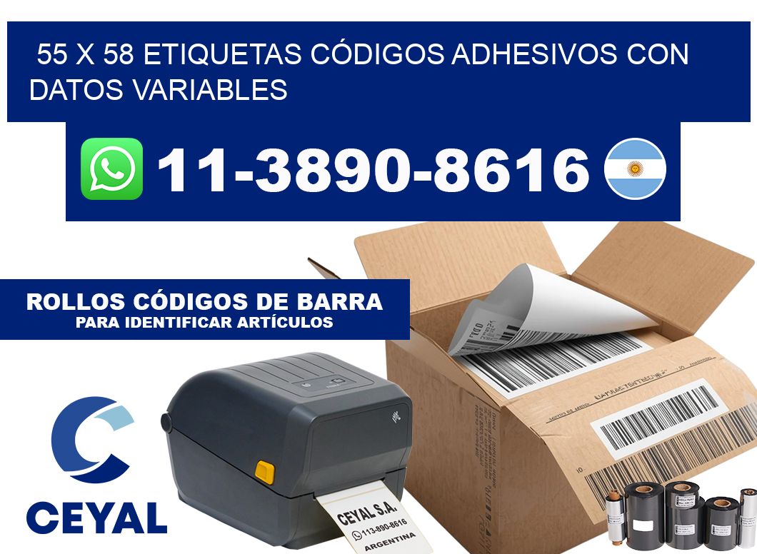 55 x 58 ETIQUETAS CÓDIGOS ADHESIVOS CON DATOS VARIABLES