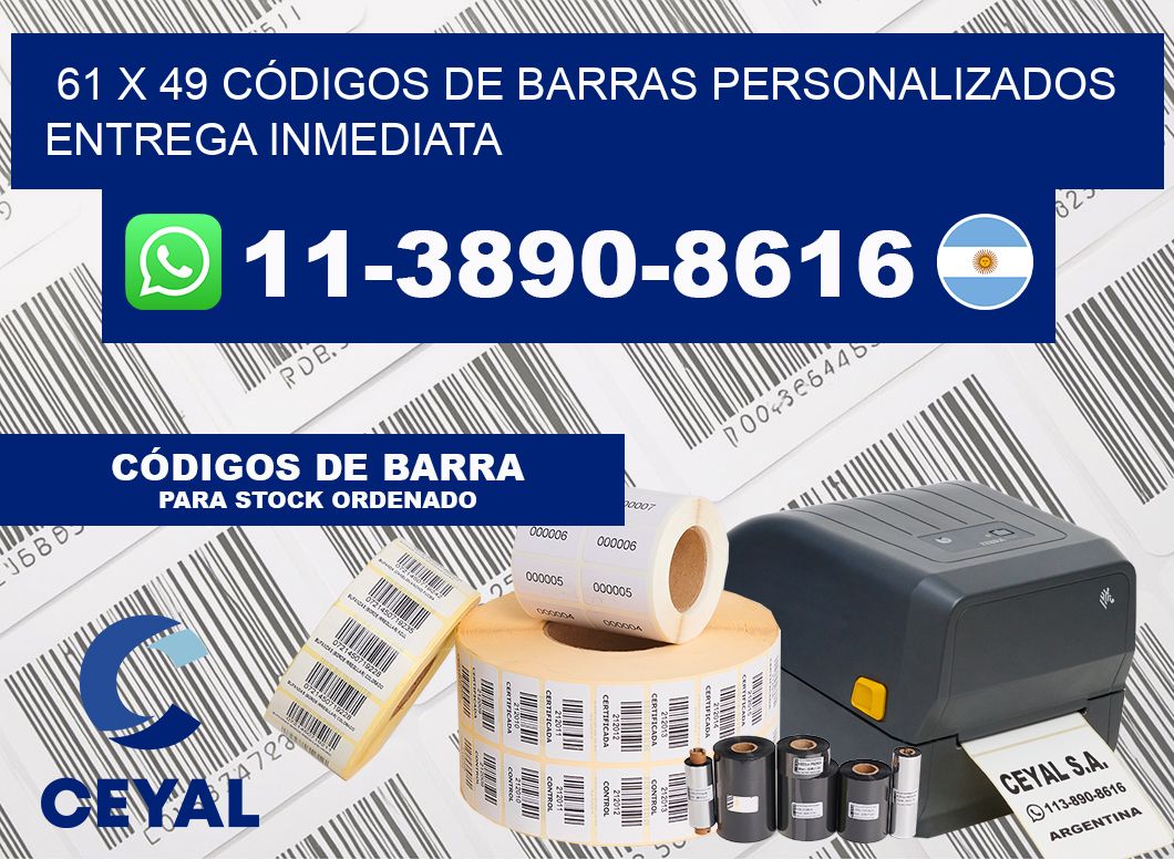 61 x 49 CÓDIGOS DE BARRAS PERSONALIZADOS ENTREGA INMEDIATA