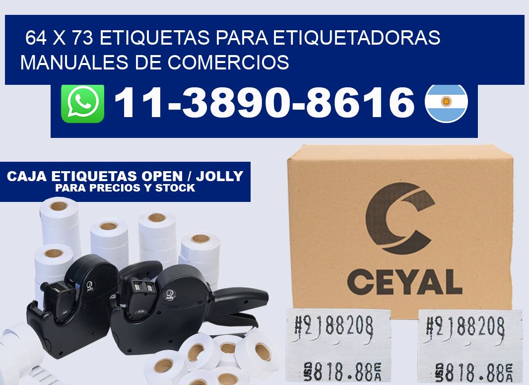 64 x 73 etiquetas para etiquetadoras manuales de comercios
