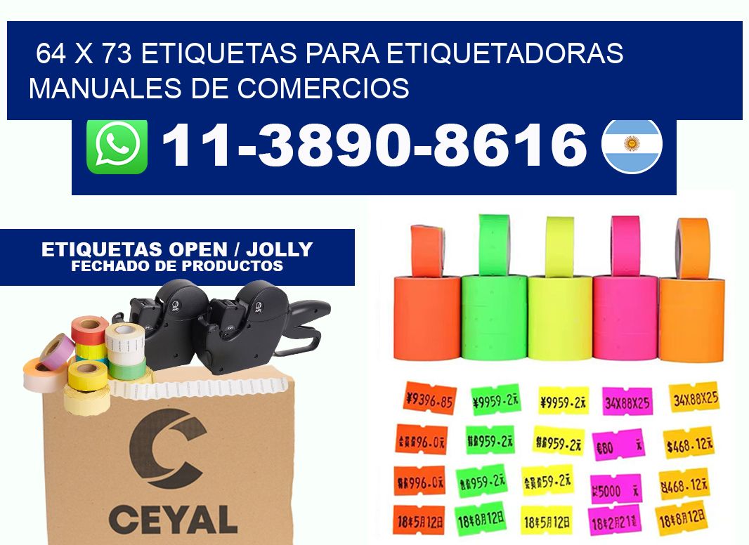 64 x 73 etiquetas para etiquetadoras manuales de comercios