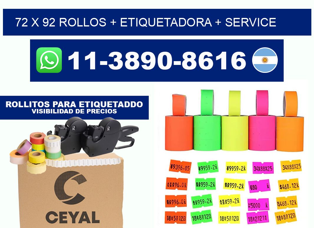 72 x 92 rollos + etiquetadora + service