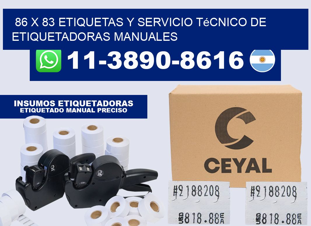 86 x 83 etiquetas y servicio técnico de etiquetadoras manuales