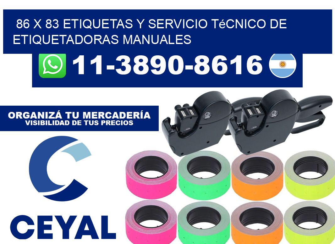 86 x 83 etiquetas y servicio técnico de etiquetadoras manuales