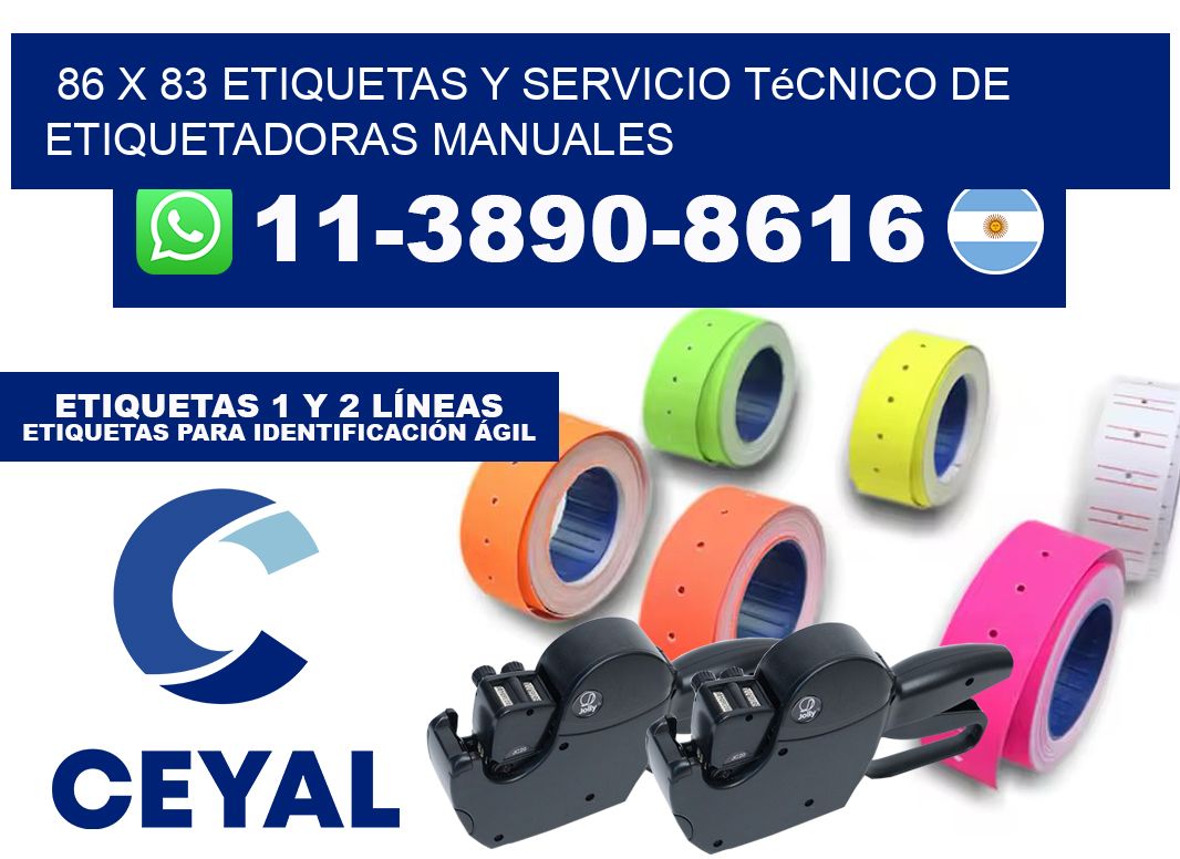 86 x 83 etiquetas y servicio técnico de etiquetadoras manuales