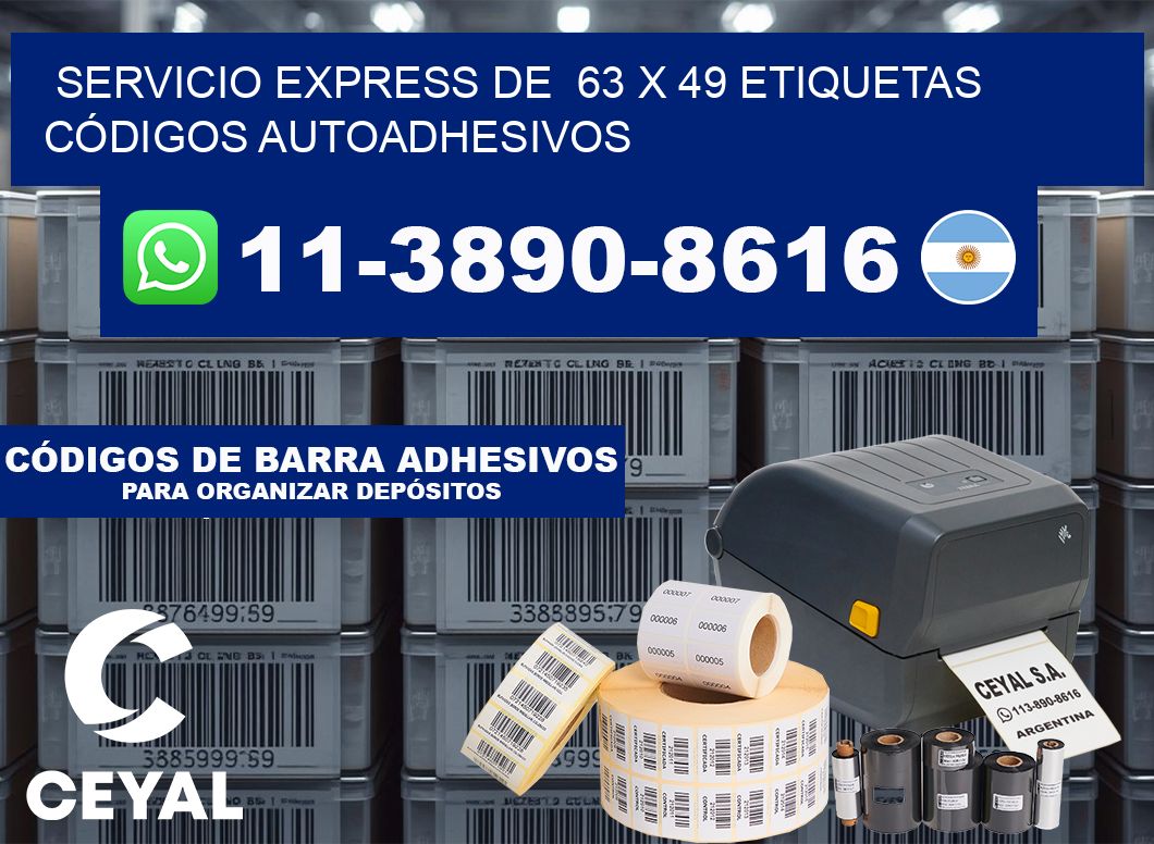 SERVICIO EXPRESS DE  63 x 49 ETIQUETAS CÓDIGOS AUTOADHESIVOS