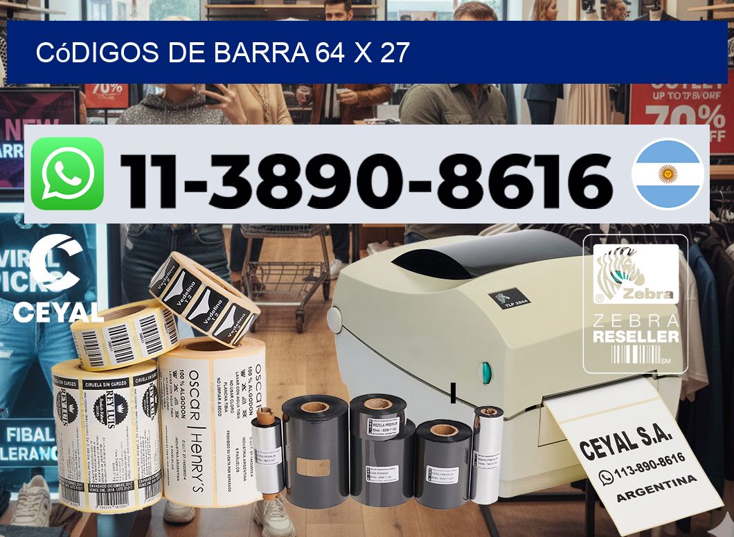 códigos de barra 64 x 27
