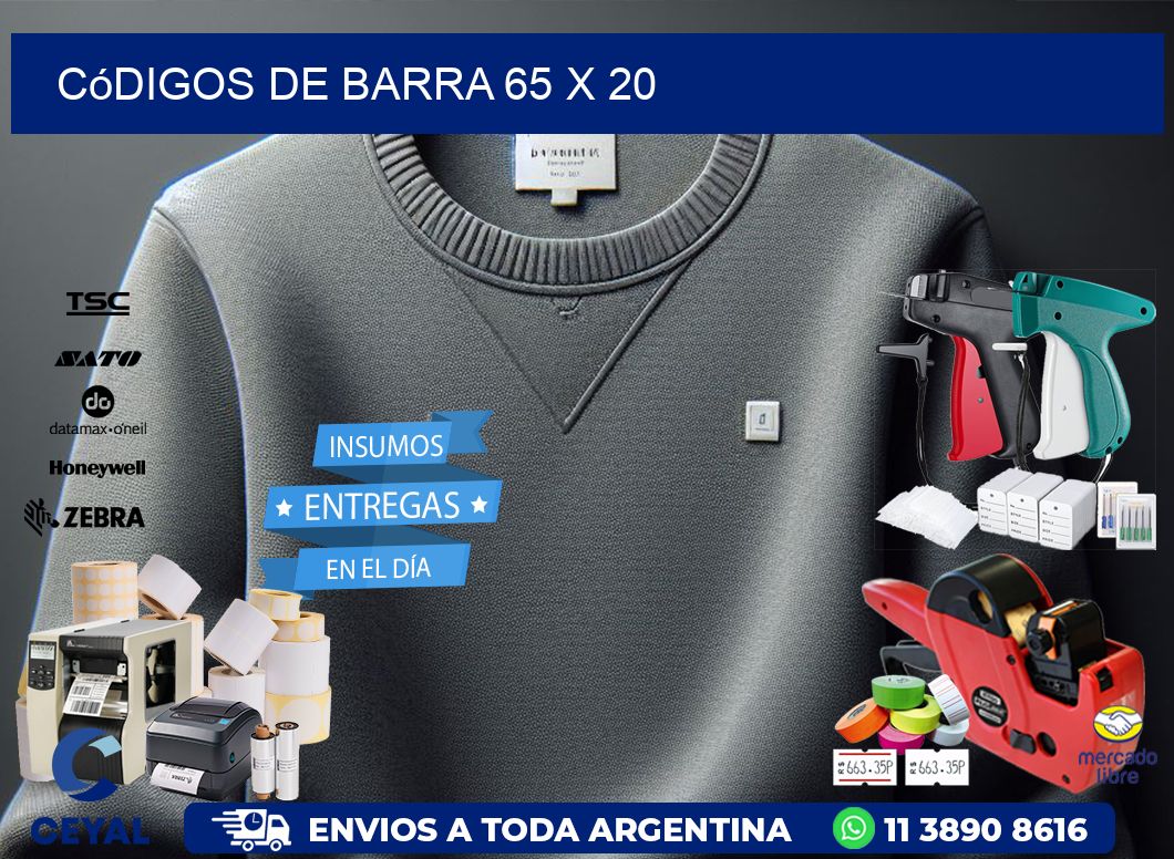 códigos de barra 65 x 20