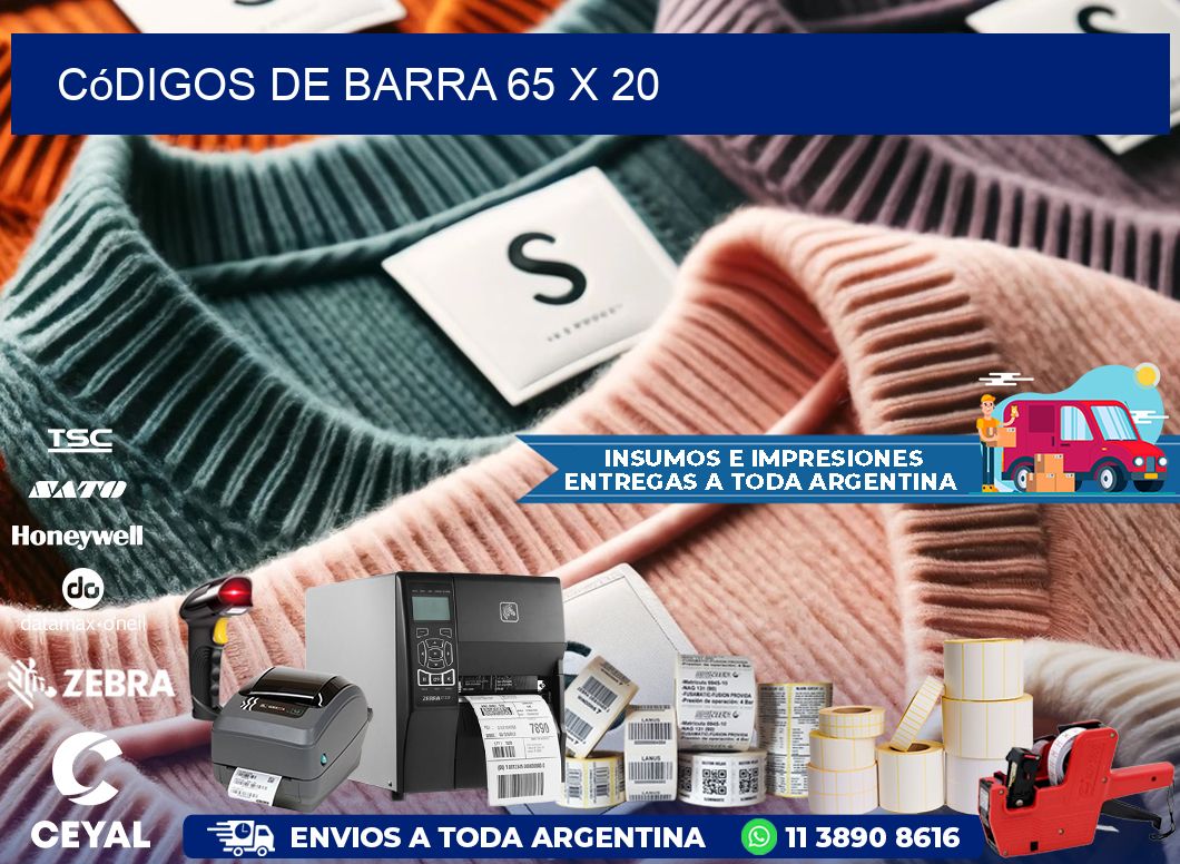 códigos de barra 65 x 20