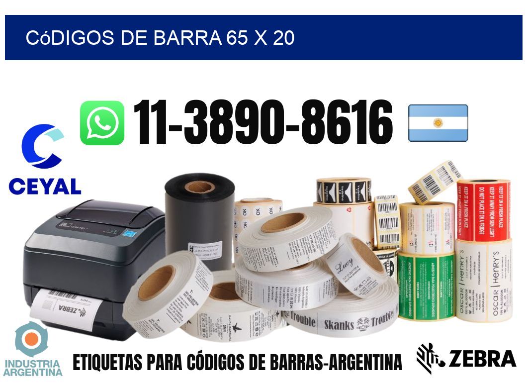 códigos de barra 65 x 20