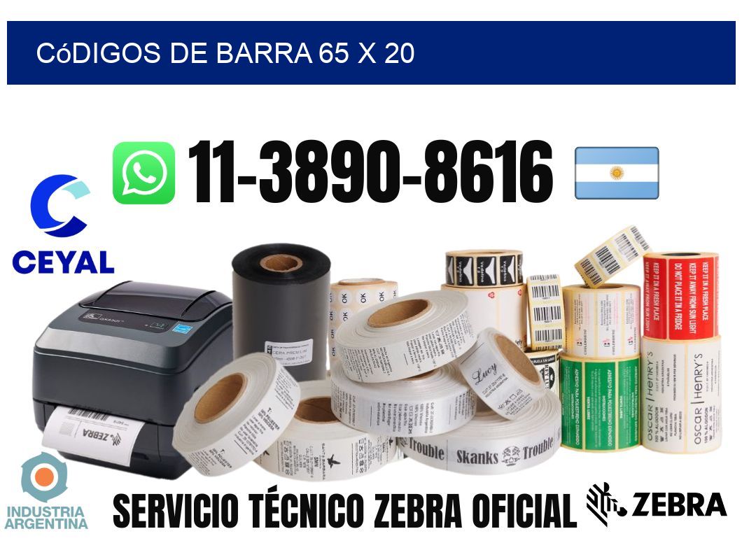códigos de barra 65 x 20