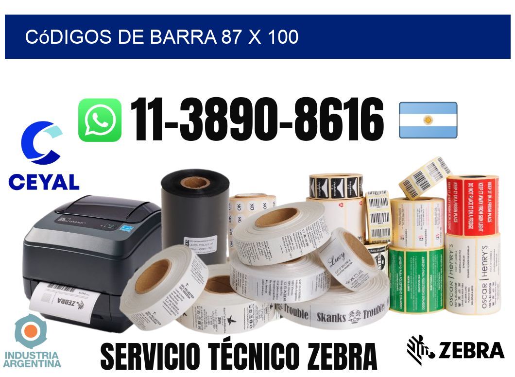 códigos de barra 87 x 100