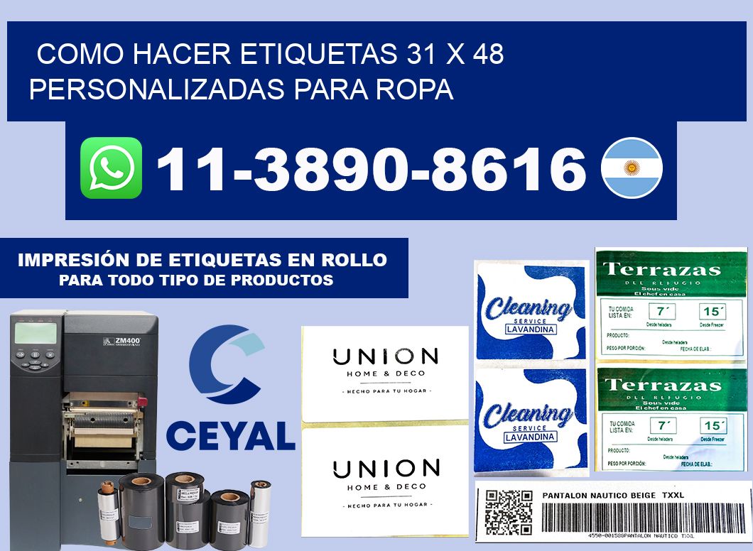 como hacer etiquetas 31 x 48 personalizadas para ropa