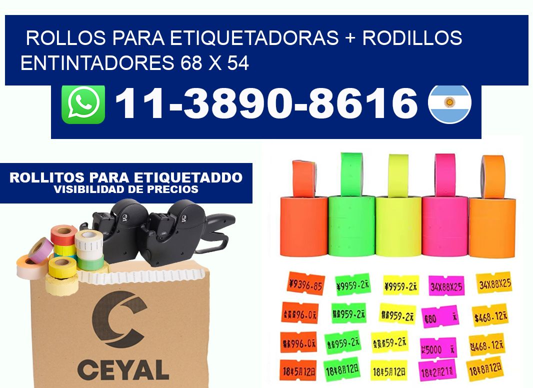 rollos para etiquetadoras + rodillos entintadores 68 x 54