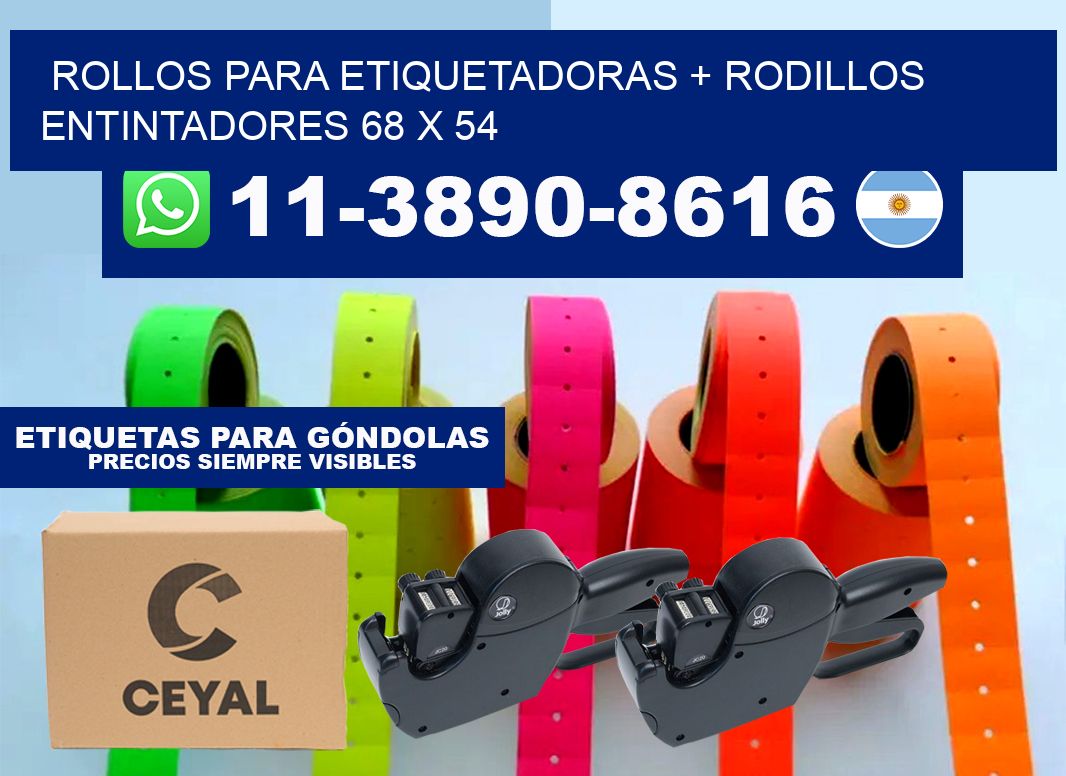 rollos para etiquetadoras + rodillos entintadores 68 x 54