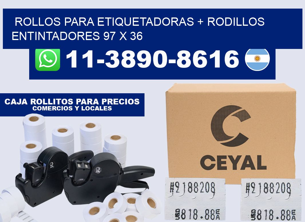 rollos para etiquetadoras + rodillos entintadores 97 x 36