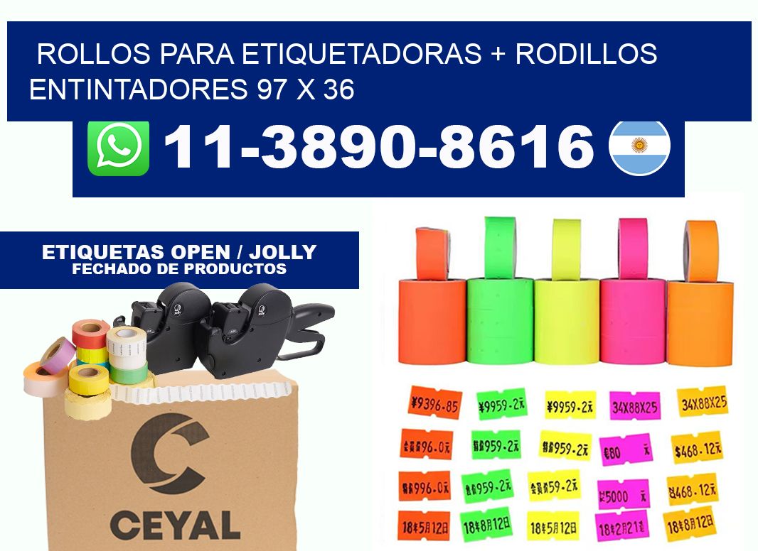 rollos para etiquetadoras + rodillos entintadores 97 x 36