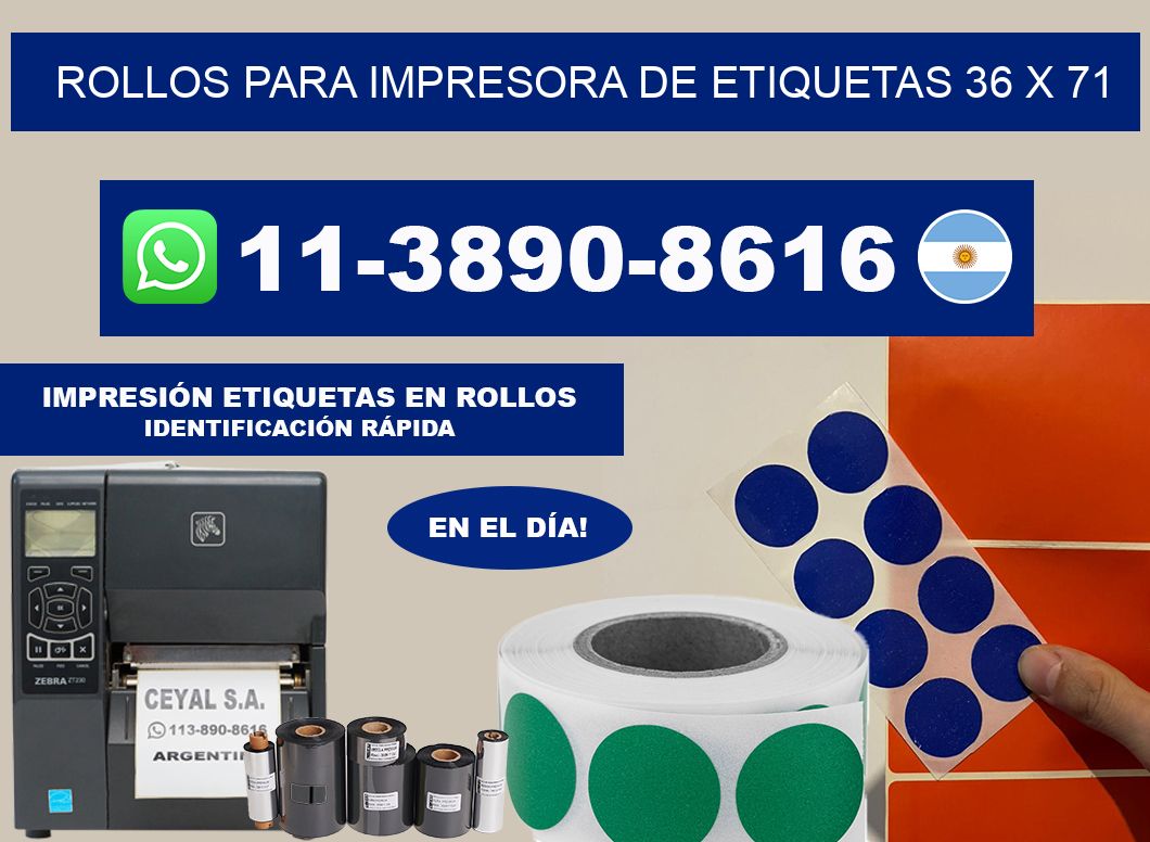 rollos para impresora de etiquetas 36 x 71