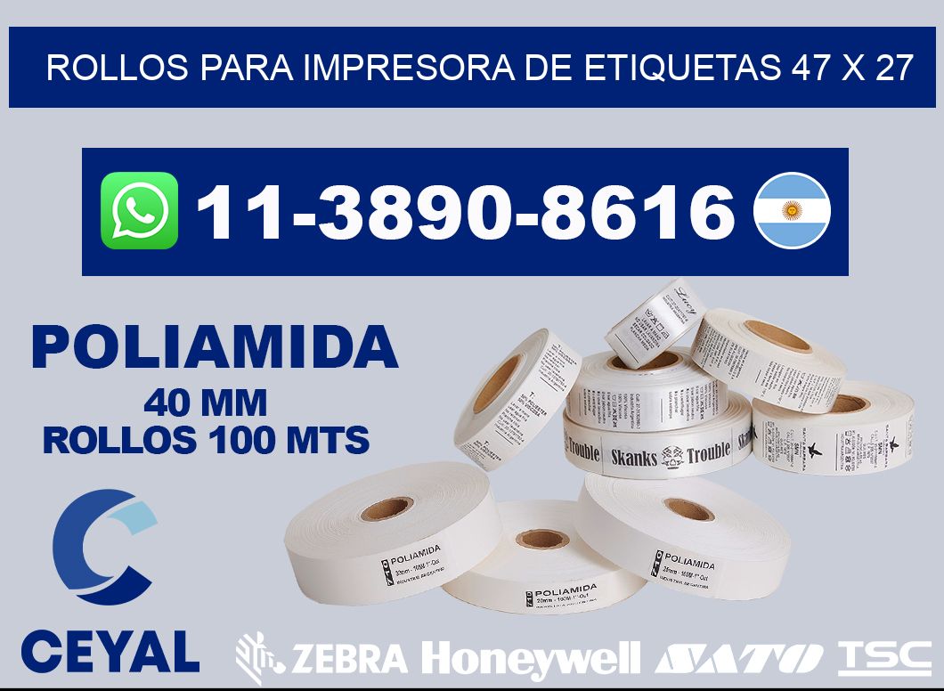 rollos para impresora de etiquetas 47 x 27