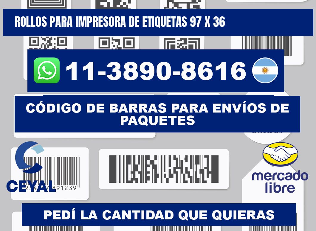 rollos para impresora de etiquetas 97 x 36