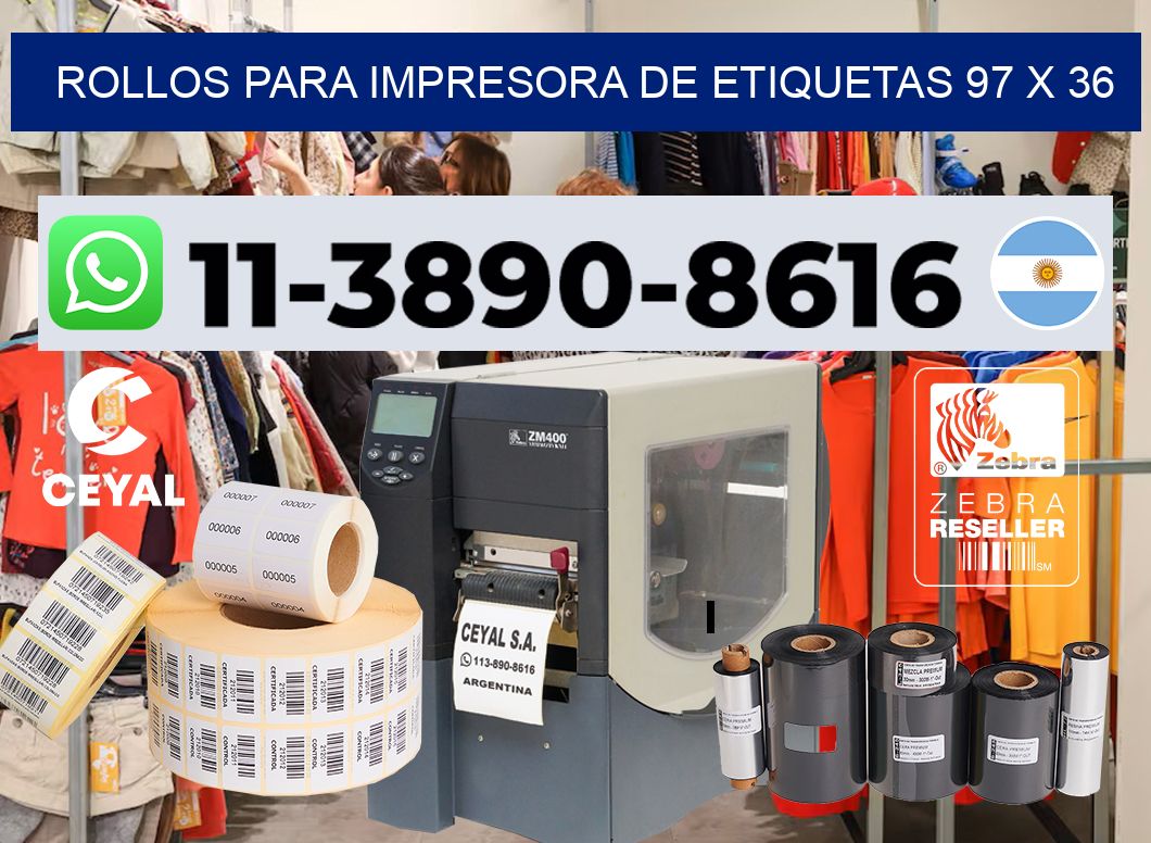rollos para impresora de etiquetas 97 x 36