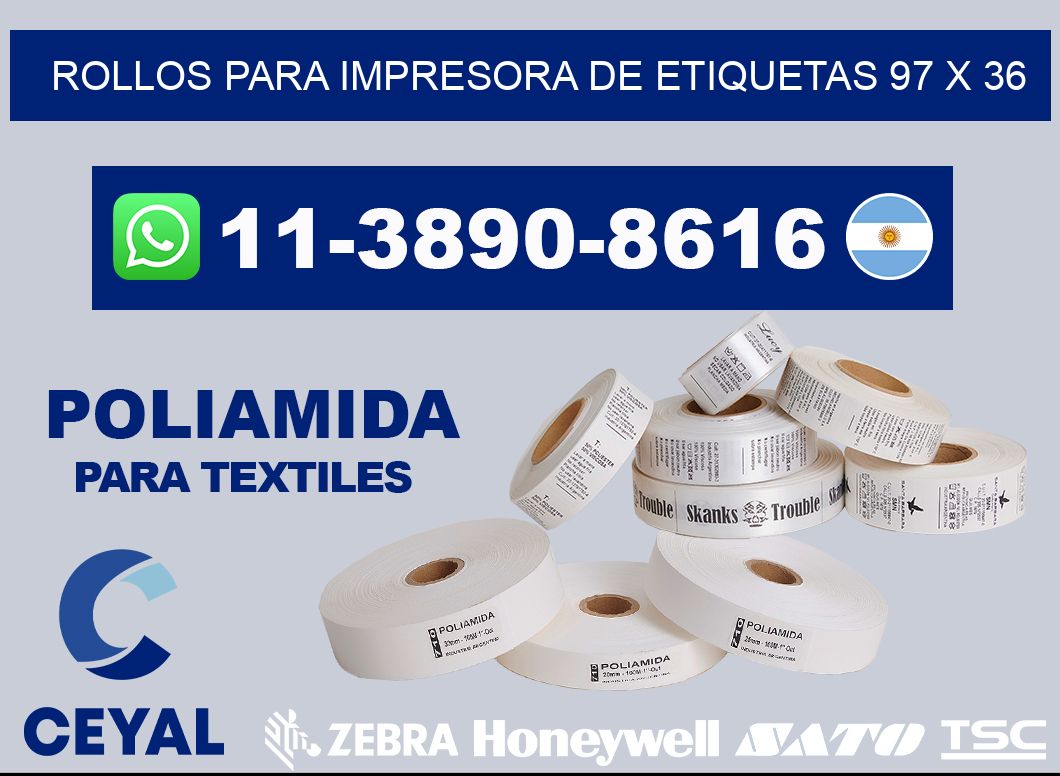 rollos para impresora de etiquetas 97 x 36