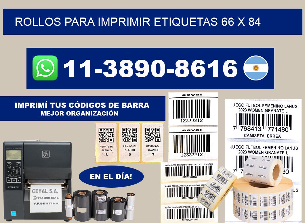 rollos para imprimir etiquetas 66 x 84