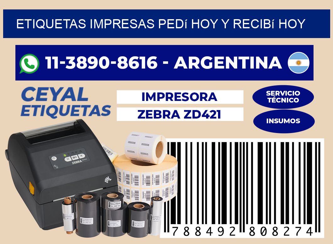 etiquetas impresas Pedí hoy y recibí hoy