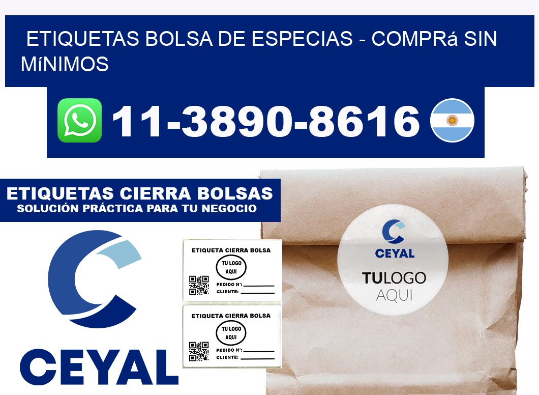 Etiquetas Bolsa de especias - Comprá sin mínimos