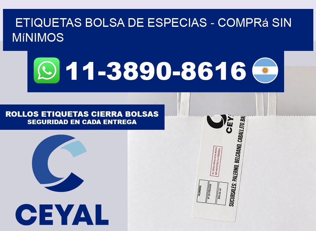 Etiquetas Bolsa de especias - Comprá sin mínimos