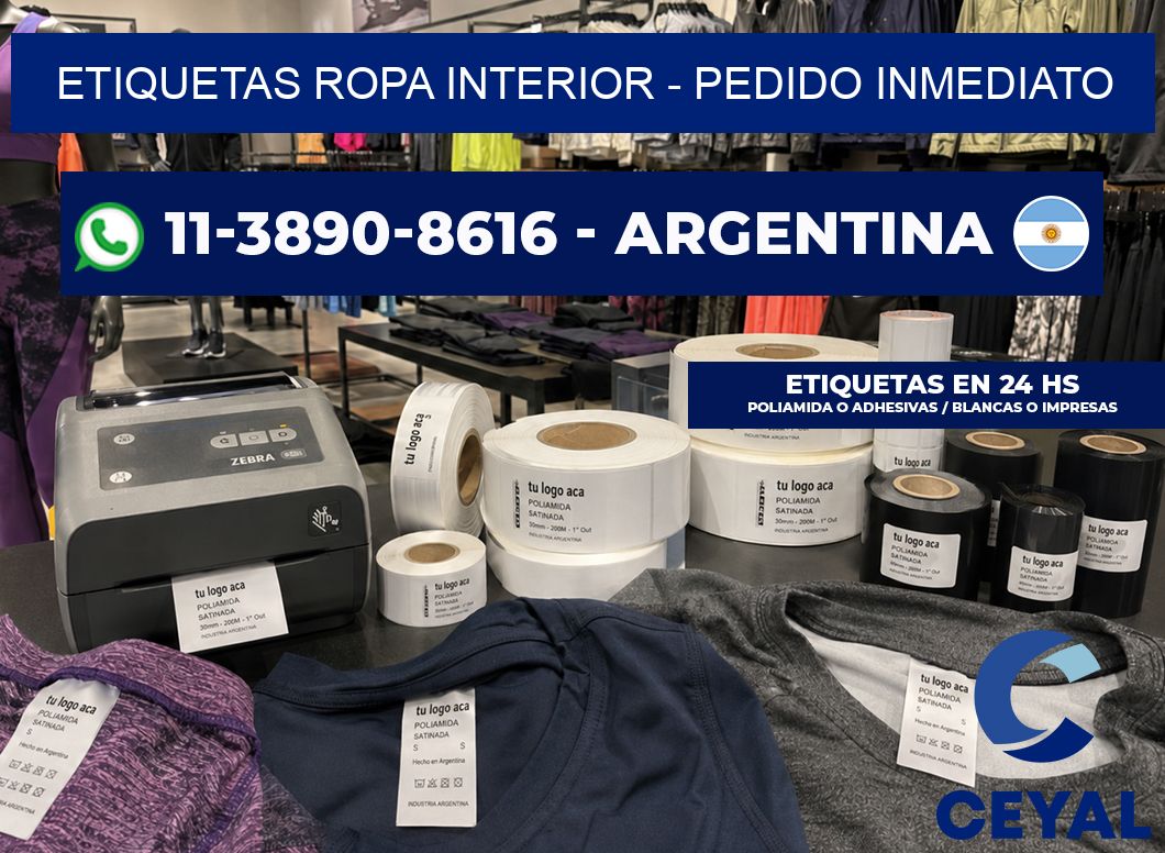 Etiquetas Ropa interior – Pedido inmediato