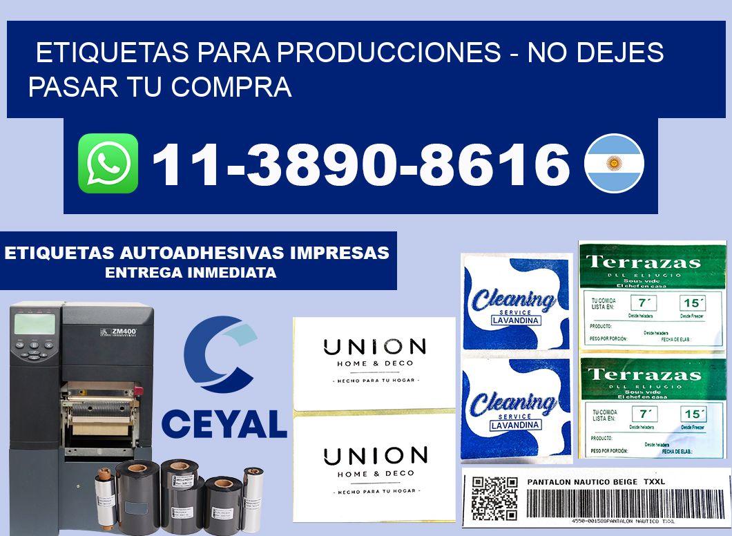 ETIQUETAS PARA PRODUCCIONES - No dejes pasar tu compra