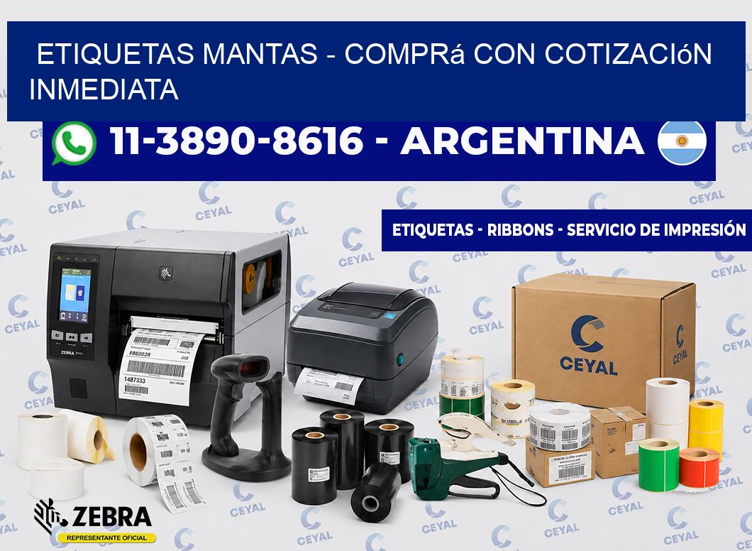Etiquetas Mantas - Comprá con cotización inmediata