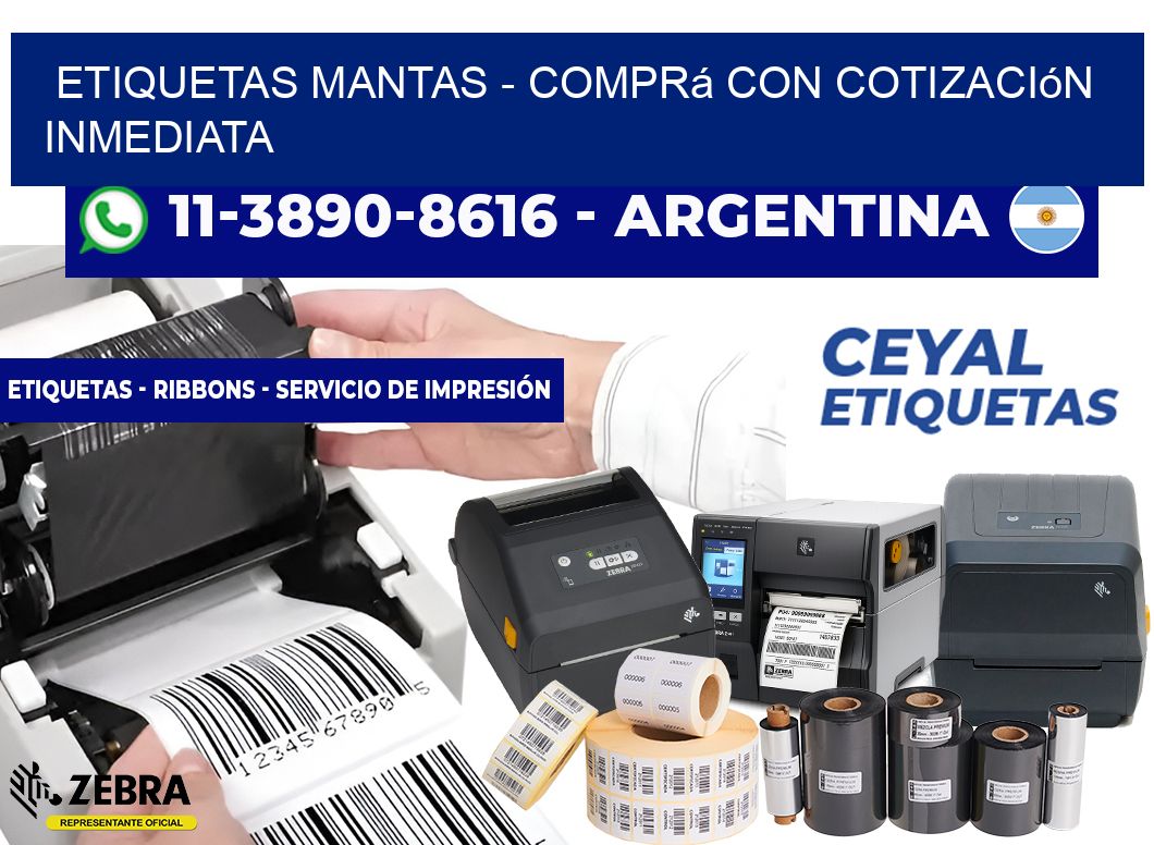 Etiquetas Mantas - Comprá con cotización inmediata