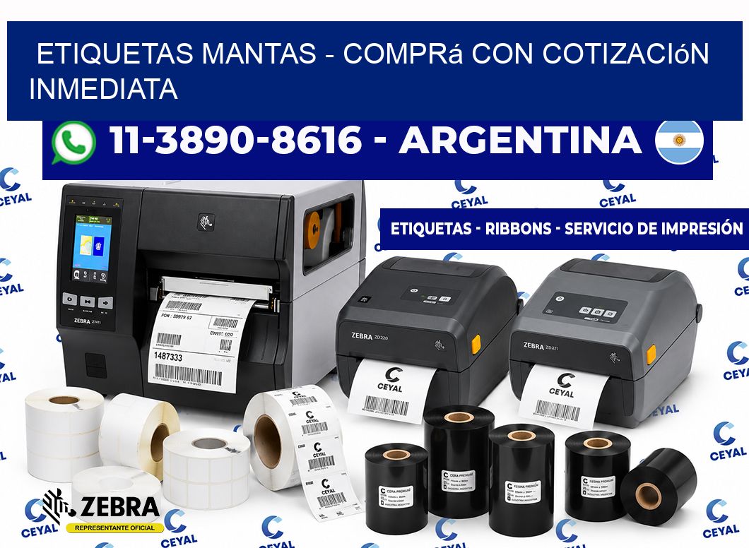 Etiquetas Mantas - Comprá con cotización inmediata
