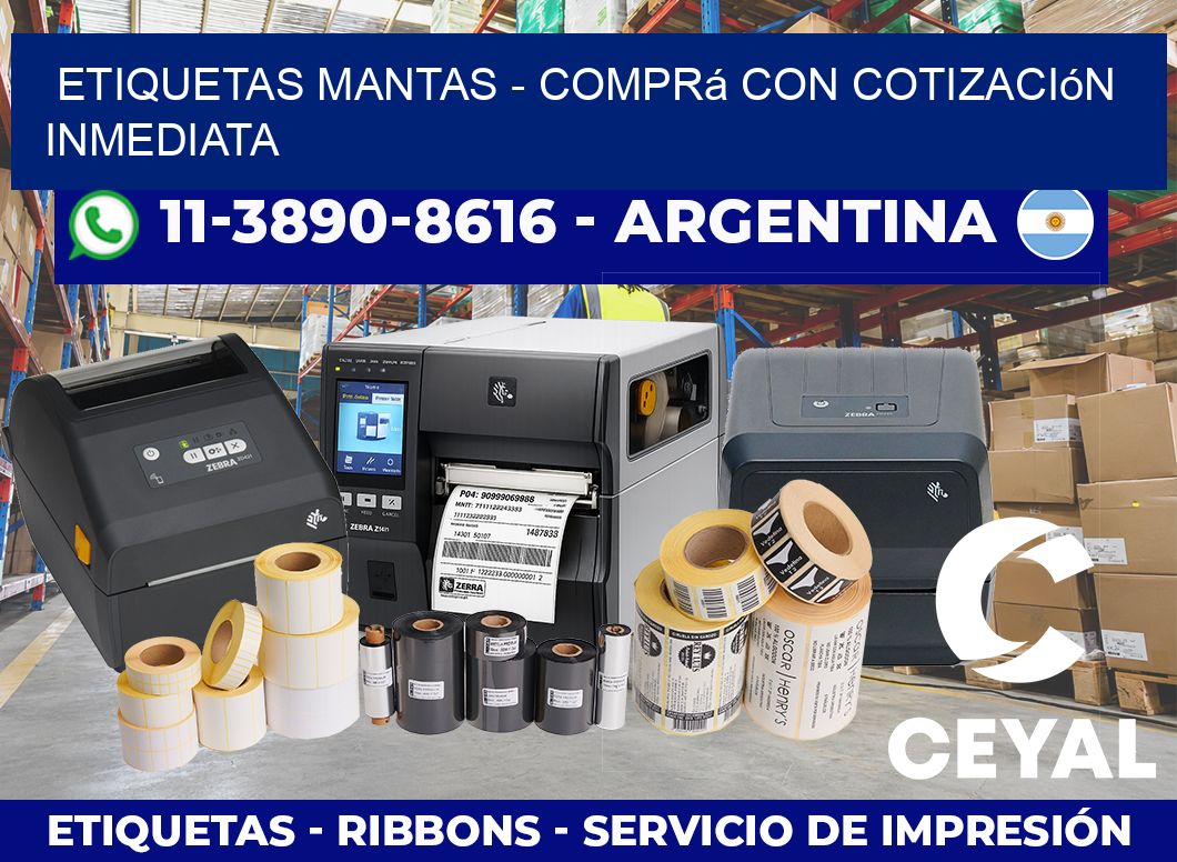 Etiquetas Mantas – Comprá con cotización inmediata