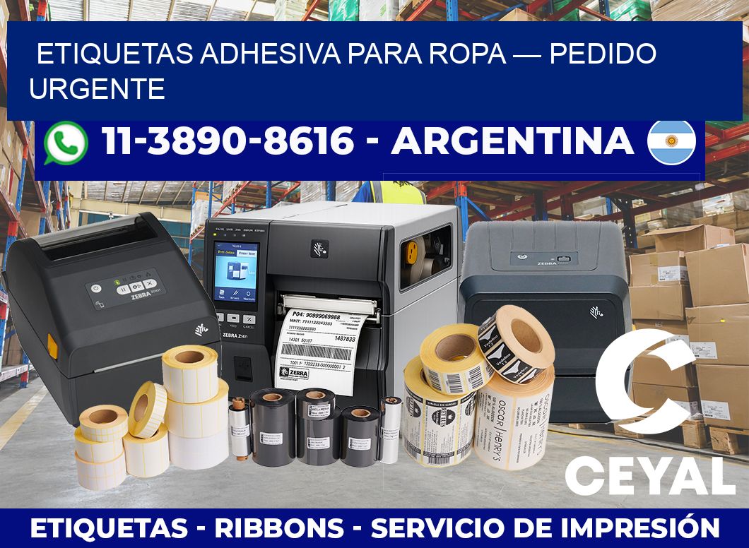 etiquetas adhesiva para ropa — Pedido urgente
